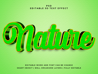 Nature 3D Editable PSD Text Effect 3d psd text effect 3d text 3d text effect 3d vector text effect design graphic design illustration logo psd text effect