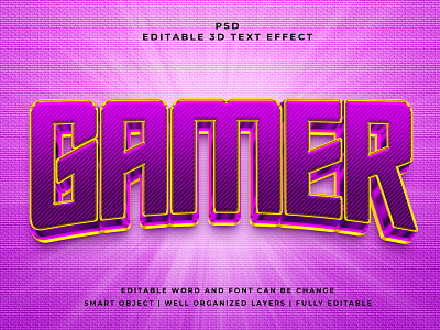 Gamer 3D Editable PSD Text Effect 3d psd text effect 3d text 3d text effect 3d vector text effect design graphic design illustration logo psd text effect