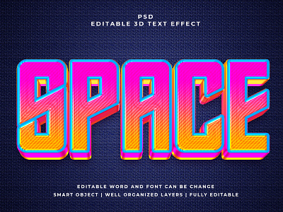 Space 3D Editable PSD Text Effect