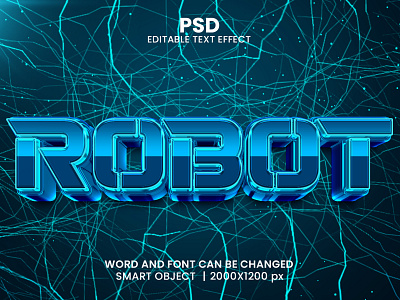 Robot 3D Editable PSD Text Effect 3d psd text effect 3d text 3d text effect 3d vector text effect design graphic design illustration logo psd text effect
