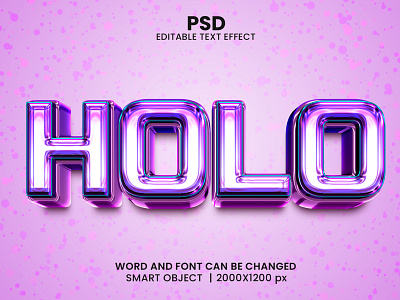Holo 3D Editable PSD Text Effect 3d psd text effect 3d text 3d text effect 3d vector text effect design graphic design illustration logo psd text effect