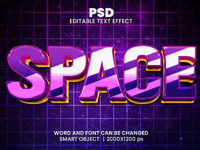 Space 3D Editable PSD Text Effect