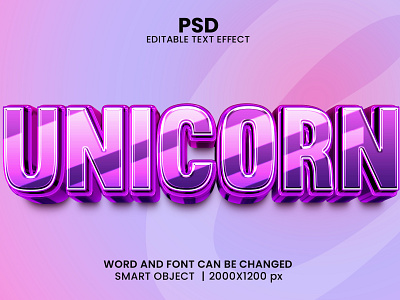 Unicorn 3D Editable PSD Text Effect