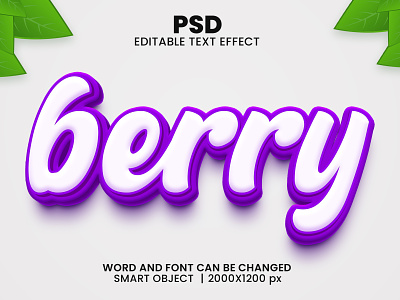 Berry 3D Editable PSD Text Effect 3d psd text effect 3d text 3d text effect 3d vector text effect design graphic design illustration logo psd text effect
