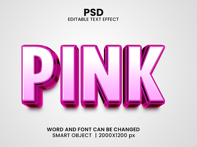 Pink 3D Editable PSD Text Effect 3d psd text effect 3d text 3d text effect 3d vector text effect design graphic design illustration logo psd text effect