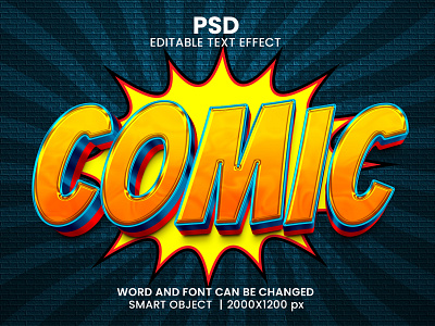 Comic 3D Editable PSD Text Effect 3d psd text effect 3d text 3d text effect 3d vector text effect design graphic design illustration logo psd text effect