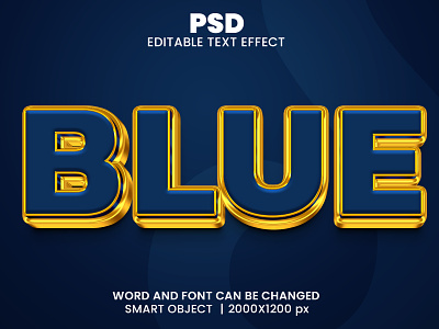 Blue 3D Editable PSD Text Effect