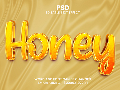 Honey 3D Editable PSD Text Effect 3d psd text effect 3d text 3d text effect 3d vector text effect design graphic design illustration logo psd text effect