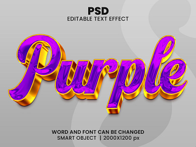 Purple 3D Editable PSD Text Effect