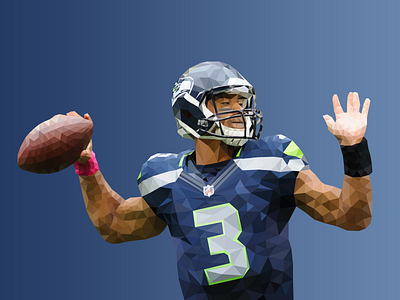 Russell Wilson cube cubic design logo low poly nfl poly portrait polygon seattle sports triangle triangulation