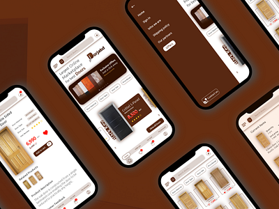 Mobile application for Dorjabd branding brown background e commerce site ios app mobile ui online doors