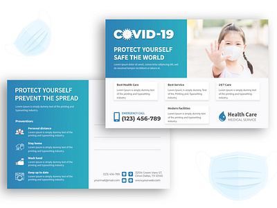 Covid-19 Healthcare Medical Postcard Template corona corona postcard coronavirus coronavirus covid 19 coronavirus template covid covid 19 covid 19 instagram covid 19 postcard covid social media emergency health hospital minimal modern pandemic postcard postcard template safe world