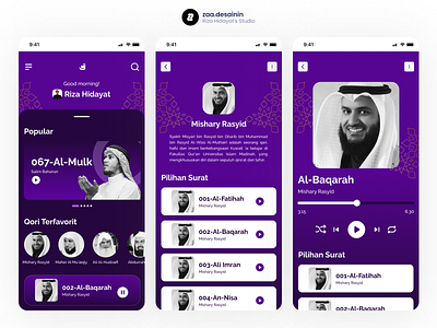 Murottal Mobile App Design app design islami islamic murottal qoran quran ui ux