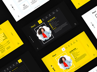 Pencil- Virtual Business Card CV Resume HTML Template black and white businesses card creative cv designer html minimal personal portfolio responsive resume sale skills vcard yellow