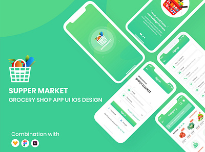 Grocery Store Mobile App iOS UI Kit andoird app e commerce ecommerce full application full ui kit grocery app grocery app ui kit grocery selling home products ios online shop user interface vegetable vegetables