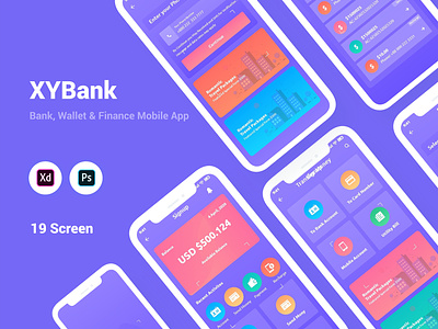 XYBank- Bank, Wallet & Finance Mobile App bank banking banking ios coin crypto exchange money figma finance internet e trade manage your coin sketch wallet wallet ui kit