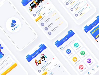 CarWash Servicing Mobile App UI Kit appointment automobiles booking car car washing app carwash creative dark full app garage laundry modern photoshop psd trending vehicle wash washing