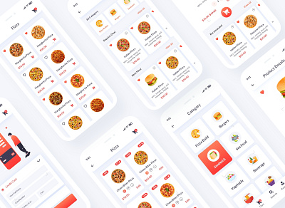 Pizza Builder Mobile App UI Template burger clean delivery food interface ios iphone menu mobile modern online order pizza pizza builder rating ui user interface