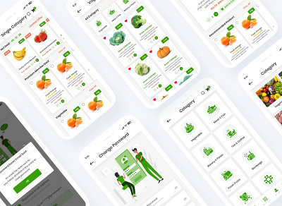 Grocery Delivery Mobile App UI Template agriculture android delivery eatables ecommerce app electronics food delivery fruits grocery grocery delivery home kitchen ios kit market mobile app nuts online organic shop