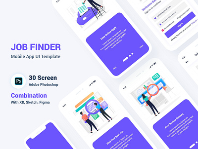 Job Finder Mobile App UI Template android app clean clean design find job freelancer job job finder job portal job search portal recruitment