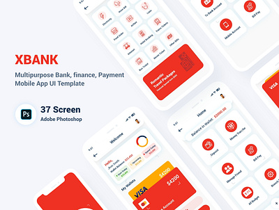 Multipurpose Banking Wallet Mobile App UI Template android banking bill finance incentives kit modern money online payment psd template transaction transfer ui wallet