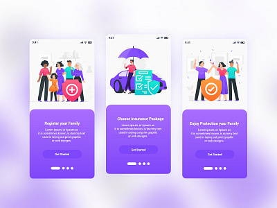 Insurance Mobile App UI Template android colorful family insurance fire insurance flat health insurance home insurance illustration insurance ios ios app life insurance marine insurance psd template ui uidesign ux ux designer