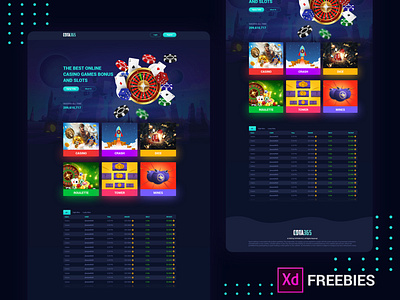 Casino Games Landing Page Free XD Template casino download xd free freebie freebies games landing page ui online casino xd design xd template