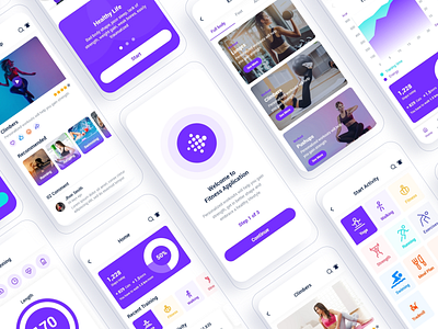 Vigour - Health Fitness Adobe XD Template app design designer fitness gym health ios mobile sport track training ui ux workout yoga