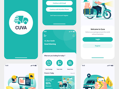 Cuva - Currier Delivery Sketch Template app booking clean courier courier app delivery e courier ios mobile mobile app ui parcel parcel delivery parcel delivery app template ui ui design ux
