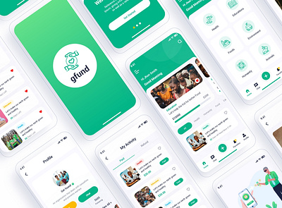 Gfund – Charity Donation Mobile App UI Template app ui card ui charity charity app ui donate aid donation fund collection humanity humanity app ui mobile app ui nonprofit ui design ux