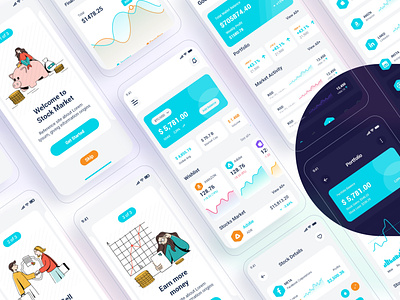Sotex - Stock Market Mobile App UI Template bitcoin card clean cryptocurrency figma fintech free freebies investment mobile app mobile app ui share market sketch stock market app stockmarket ui design ui wallet ux design xd