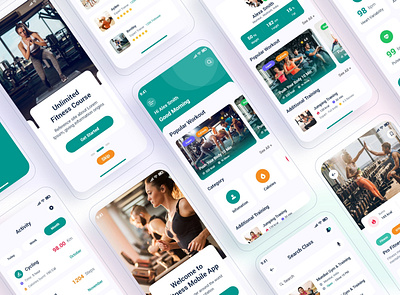 Fitex – Workout Fitness Mobile App UI Template app ui card figma fitness free free download gym health mobile app sports trainer trainer ui design ux design workout xd yoga