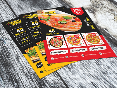 Pizza Promo Flyer/Poster food gastronomy gourmet hipster menu pasta pizza pizzeria poster promotion red restaurant flyer
