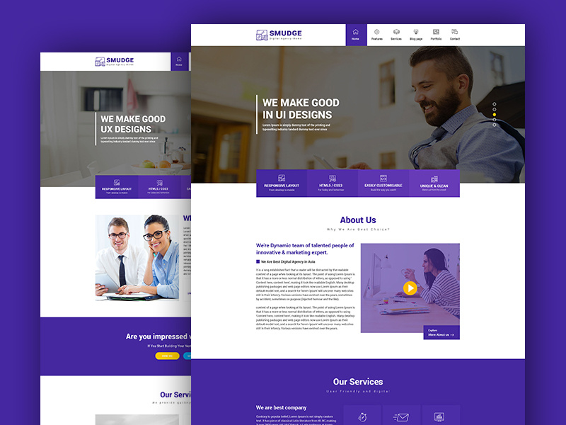 Smudge - A Fresh Digital Agency PSD Template website design web development agency web design service web design agency online marketing it firm graphic designer freelancer digital marketing digital agency design