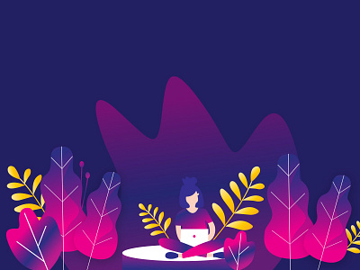 Girl in the forest using laptop character clean clean creative color design art flat forest free illustration modern natural vector vector artwork