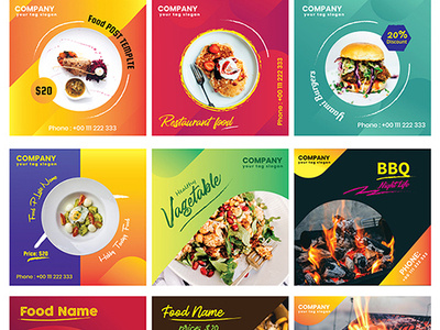 Instagram Template design facebook template flat food food template instagram template vector