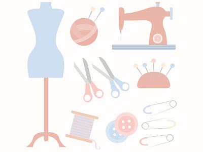 Sewing / knitting pack illustration logo vector