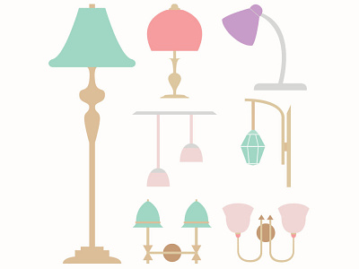 Lamps graphic design icon set illustrator lamps vector set vectors