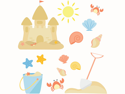 Beach Stuffs pack beach icon set illustraion vector vector illustration vectorart vectors