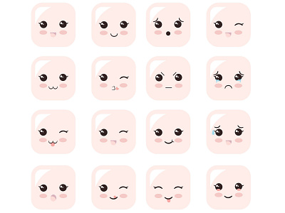 Pink emotion icon set
