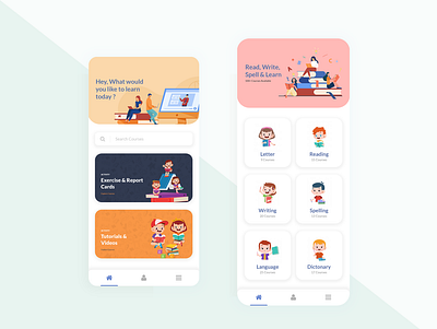 Kids Learning App - Mobile design adobe photoshop design minimal designs minimalist mobile app mobile app design mobile design mobile ui ui ui design ui ux design user interface design