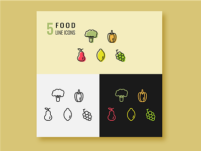 Food line icons adobe illustrator food graphic design healthy food icons illustration line icons