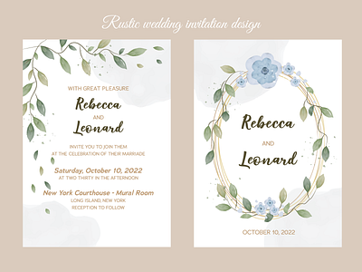 Wedding invitation graphic design invitation invite rsvp watercolor style wedding