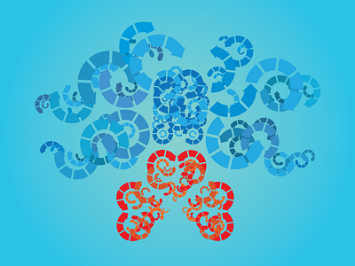 The octopus and its three hears arrows blue flat illustration illustrator mollusc octopoda octopus sea creature vector