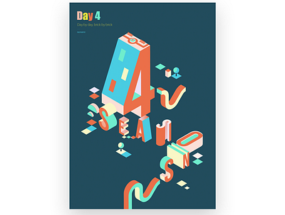 Day by day, brick by brick - 4 4 4th design illustration illustrator isometric seasons typography vector