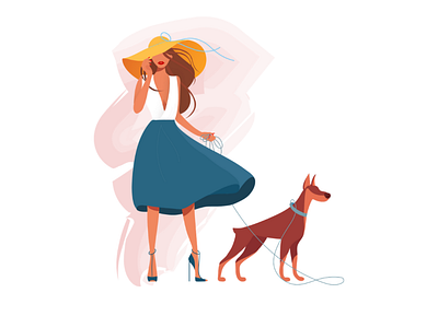 Balade design dog dress girl illustration paint painting woman