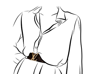 Details ceinture chemise design draw dress illustration louis vuitton lv woman
