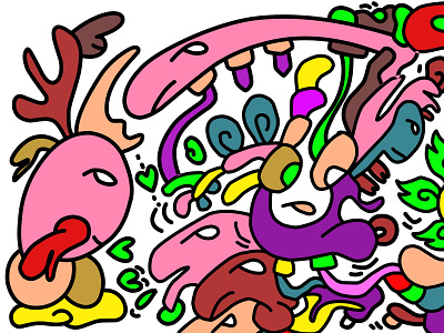 Color abstract Doodles art fun enjoy happy colorfull animation art animal background branding doodle doodle art doodles illustration web