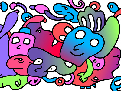 Colorfull abstract Doodle art fun enjoy happy cute cartoon smile animation art animal background branding doodle doodle art doodles illustration minimal web