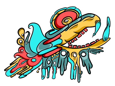 Doodle, cartoon, Monster, unique colorfull abstract art